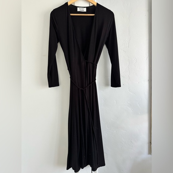 Reformation Jeans Maurie Wrap Midi Dress in Black   Sz: XS - Picture 6 of 14